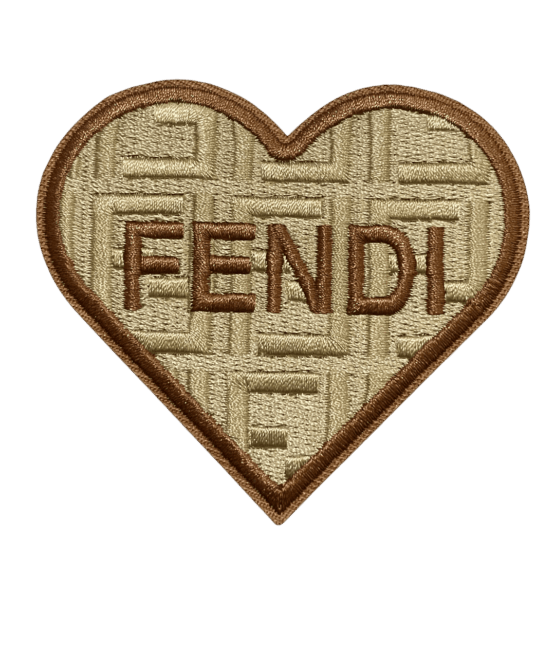 F heart Round iron on embroidery patches