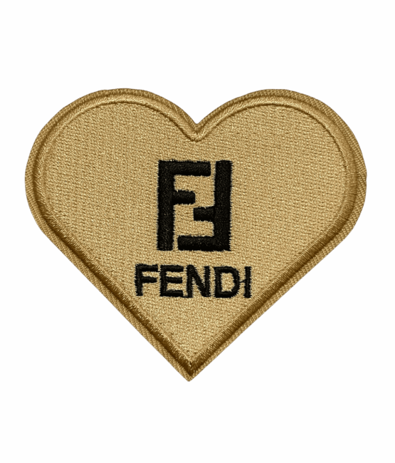 F heart Round iron on embroidery patches 1