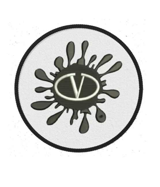 V splatter iron on embroidery patches