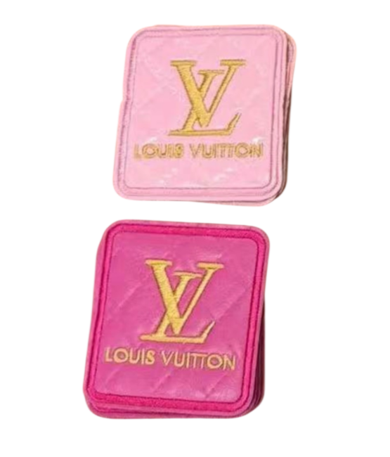 L square Glossy leatherette iron on patches