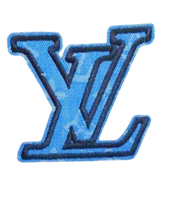 L logo denim iron on patches