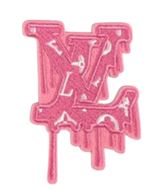 Pink drip iron on patch