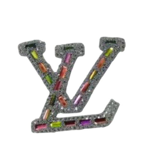 Colorful glass L iron on rhinestone patches