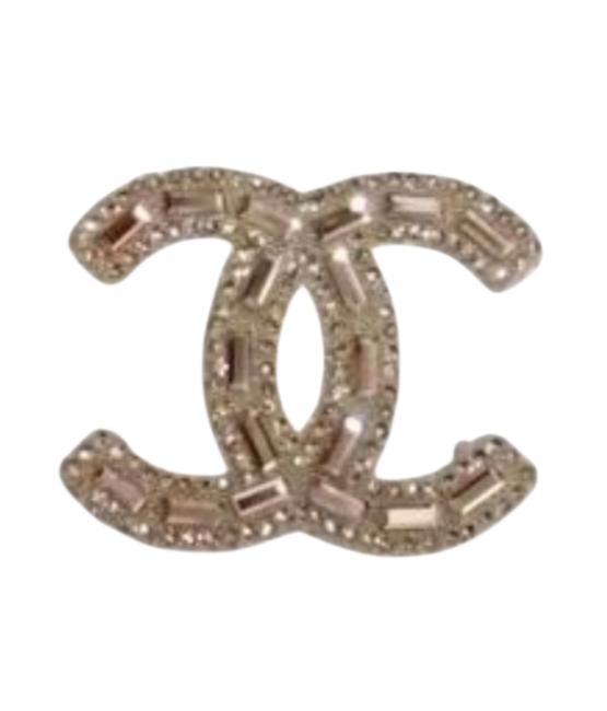 Glass gold C iron on rhinestone patches