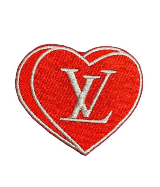 Heart L double iron on embroidery patches