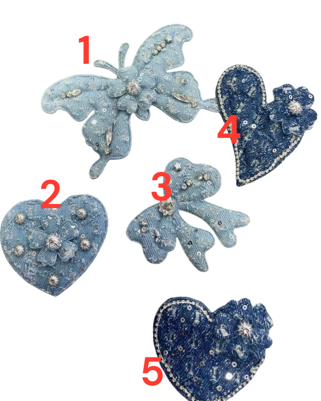 Denim sew on patches for t-shirt sweater jackets