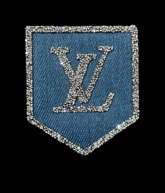 Denim L rhinestone patches