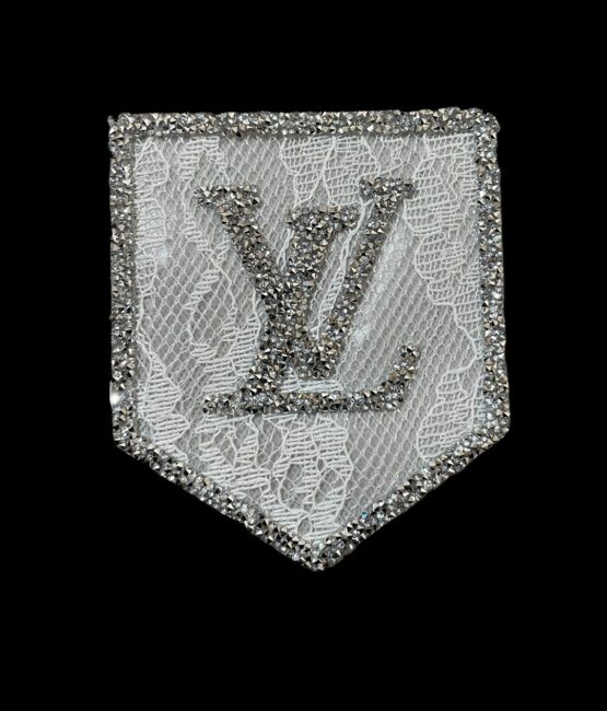 Lace L rhinestone patches